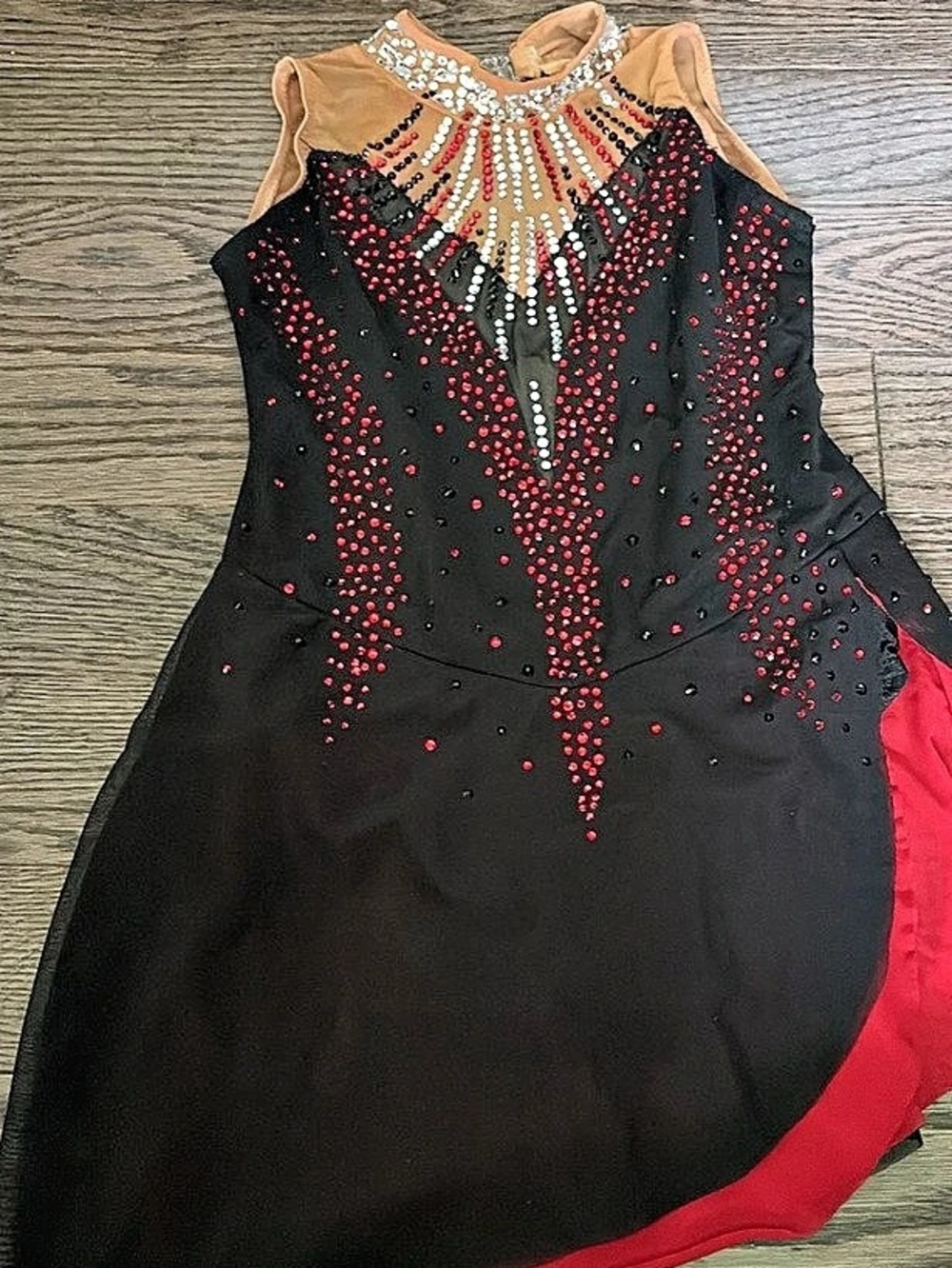Embellished Mini Dress in Black & Red Like New